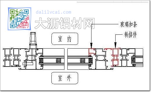 內(nèi)開窗翻轉(zhuǎn)成外開窗，扣條安裝在室外一側(cè)