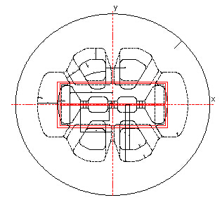 綠色建筑鋁合金大型雙孔管材WYY0770的平面分流組合模設(shè)計(jì)示意圖