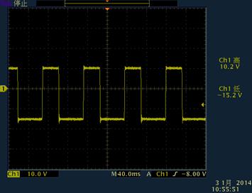 不對稱交流方波，正頻率15Hz，有效值10V，負(fù)頻率10Hz，有效值15V